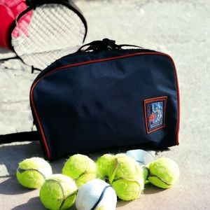 Vtg. ATP Tennis Tour Accessory Water/Ball Bag Black w Red Piping. EUC